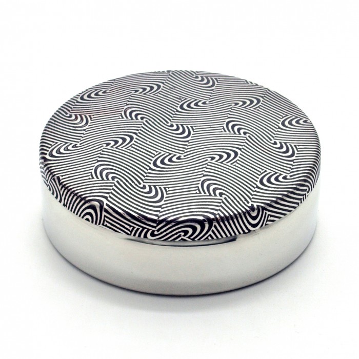 'IMPRONTA' - Etched Pewter Box 8cm Diameter