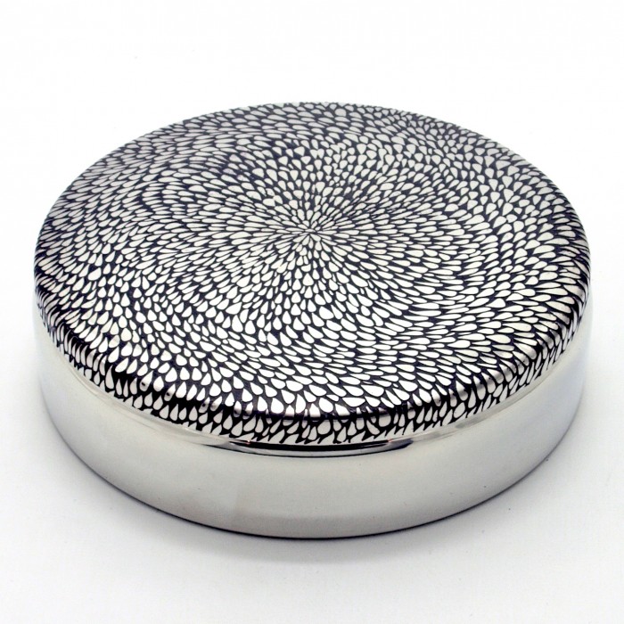 'SPIRIAL' - ETCHED PEWTER BOX 10cm Diameter